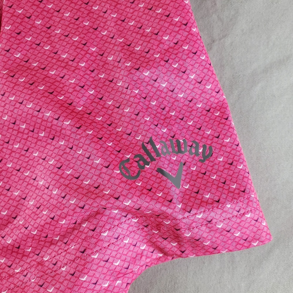 Callaway Shirt Men XL Pink AOP Swing Opti Dri Swing Tech Polo J Wood Pratt Golf - Picture 7 of 16